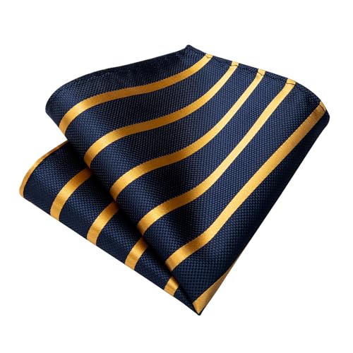Image of DiBanGu Mens Tie Silk Plaid Striped Necktie and Pocket Square Cufflinks Tie Clip Set with Gift Box Formal Wedding Party