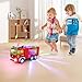 Fire Truck Toy With Music 4D LED Light Automatic Bump Light Up Toys Firetruck Toys Engine Push Car Toy Vehicle Firefighter Toys Truck for Toddler Kids Toy 3 4 5 Year Old Up Boy Girl Birthday Gift