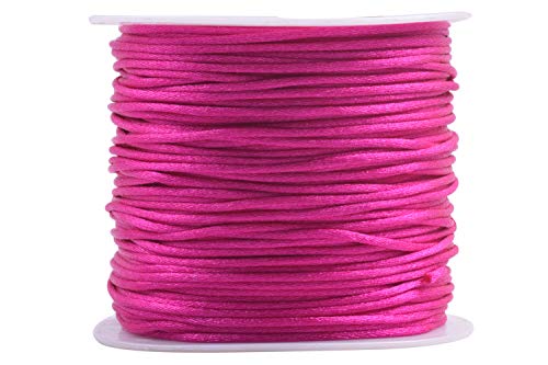 KONMAY 100 Yards 1.5mm Nylon Rattail Satin Silk Trim Cord Beading String for Chinese Knotting, Kumihimo, Beading, Macramé, Jewelry Making, Rose