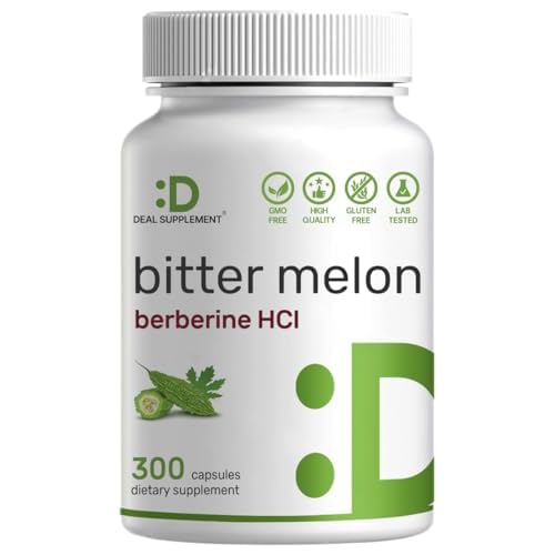 Bitter Melon with Berberine Supplement 15,000mg Per Serving, 300 Capsules | 15:1 Wild Bitter Melon Fruit Extract & Berberine HCL | Third Party Tested