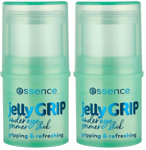 essence jelly GRIP undereye primer stick, Augenpflege, Transparent, feuchtigkeitsspendend, pflegend, grundierend, strahlend frisch, vegan, ölfrei, ohne Parfüm, ohne Alkohol, 2er Pack (4.6g)