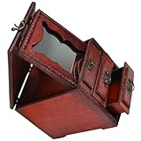 HEANUJJ Caja de Almacenamiento de Joyas Protege contra Polvo y Daños de Madera Estilo Chino Vintage con Espejo Adecuado para Pendientes en Días Obsequios