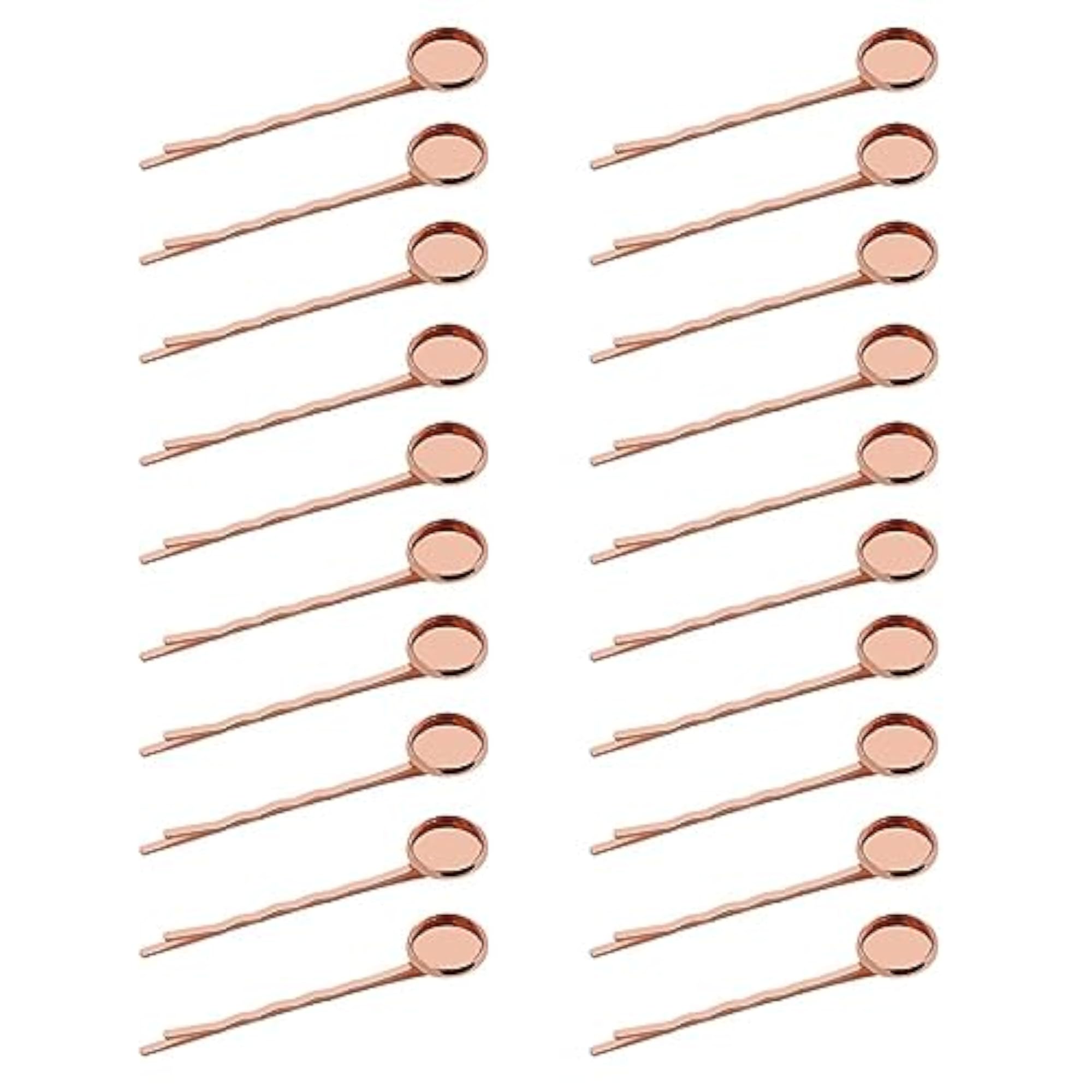 2x20Pcs Blank Cabochon Beads Hair Clip Setting Base Round 12mm Rose Gold