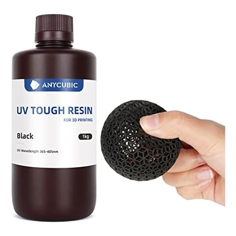 ANYCUBIC Tough 3D Drucker Resin, Nicht Spröde, Hohe Schlagfestigkeit und Hohe Präzision, UV 405nm Rapid Photopolymer Resin für 4/6/8K geeignet LCD Resin 3D Printer (Schwarz,1000g) Cover