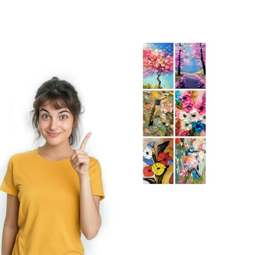 Image of SiddArtify Floral Wall Art Prints Set - Textured Flower Poster Decor for Living Room Bedroom Office - Set of 2-4x6 Inch - Board (Pack of 6) - Sticker (Pack of 6)