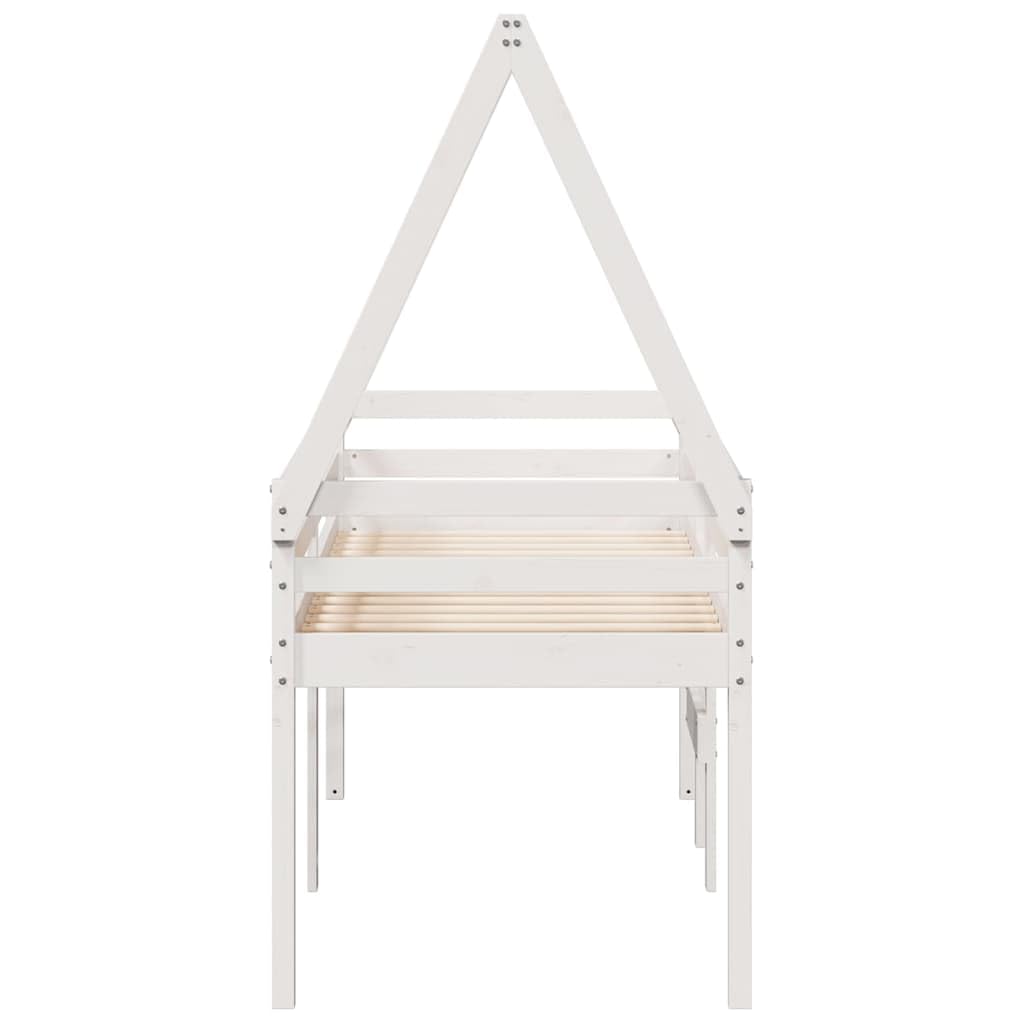 Letto a Soppalco con Tetto Bianco 90x200 cm in Legno di Pino,Letto a Soppalco,Letto Soppalco,Letto a Soppalco,Struttura Letto,Letto a Soppalco con Tetto -3282093