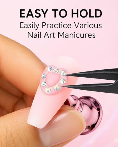 Set de práctica para uñas con soporte acrílico rosa y 10 imanes miniatura 5