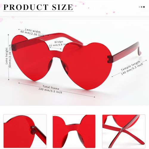10 Pairs Heart Shaped Sunglasses for Women Rimless Heart Glasses Bachelorette Sunglasses Bulk Valentines Day Gifts4