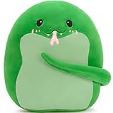 Tezituor Snake Plush Toy Pillow, 17.7” Soft Snake Stuffed Animal Green Snake Throw Pillow Plushie Doll Birthday Decor for Kids Boys Girls