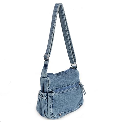 Bolso crossbody denim vintage para mujer y hombre miniatura 1