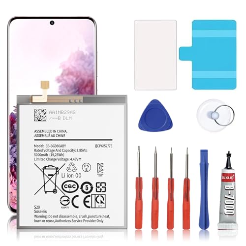 Soseieiu Galaxy S20 Battery,5000mAh EB-BG980ABY Replacement Battery for Samsung Galaxy S20 SM-G980 SM-G980F with Adhesive Tape Tool Repair Kit