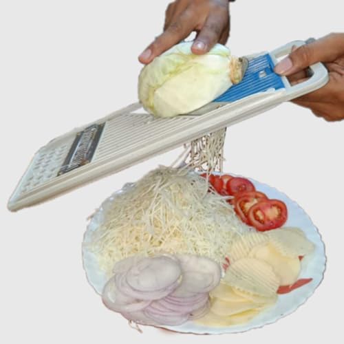 Image of Multipurpose Vegetable Cutter & Chopper | Manual Hand Press Onion, Potato, Carrot & Fruit Slicer Dicer | Sharp Blade Kitchen Chopper | Easy to Use & Clean