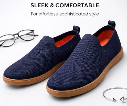 Image of Kraasa Men's Casual Slip-On Loafers | Soft Knitted Upper Breathable Flex Upper | Lightweight Comfort Shoes | TPR Sole