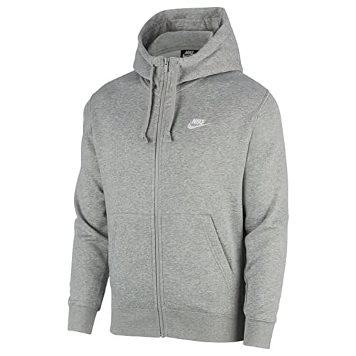 Nike Herren M Nsw Club Fz Bb Hoodie Und Rei verschluss Sweatshirt, Dk Grey Heather/Matte Silver/W, M EU