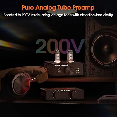 Douk Audio P5 Mini Tube Headphone Amplifier: 4.4mm Balanced & 6.35mm Output Preamp for Hi-Fi Desktop Studio|Dual-Mono Design|Op-Amp Tube Rolling|Adjustable Gain 16-600