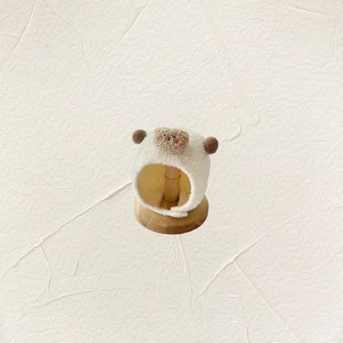 Beige Baby Hat Autumn and Winter Plush Hat to Warm Ear Protection2