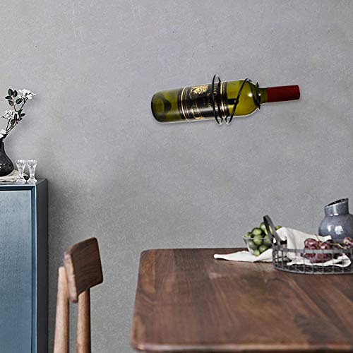 Cabilock Wijnrek wandhouder ijzer vintage spiraal enkele hangende wijnfles display houder wijnhouder flessenrek voor bar pub thuis decoratie 6 stuks (zwart) - Image 7
