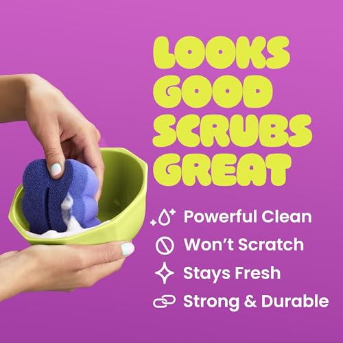 Image of Brite by Scotch-Brite Scrub & Wipe with Drain + Dry Stand, Kitchen Sponge for Washing Dishes, 1 Scrub Sponge