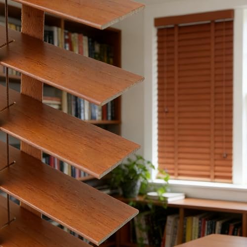 Horizontal Wooden Blinds for Indoor Windows, 34" 27" 44" 48"