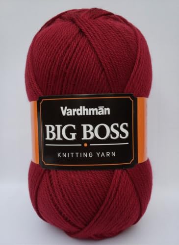 Image of Vardhman BigBoss Knitting Yarn - 200g Ball, 575m, 84% Acrylic + 16% Nylon, 3-Ply DK Weight, Soft & Durable Wool for Knitting, Craft, babywear, blanket, winter wear; threads for crochet hook needle - Boss-46 - Mehroon