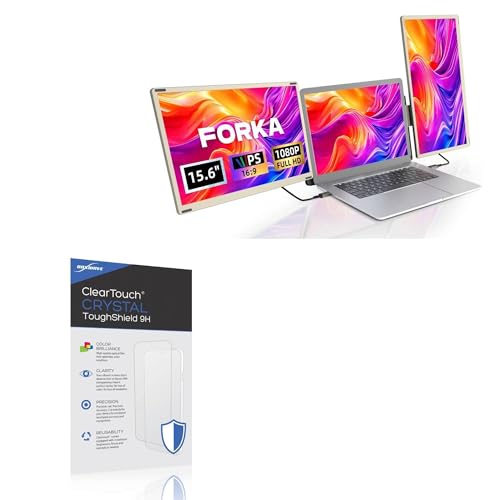 BoxWave Screen Protector Compatible With FORKA Laptop Screen Extender Monitor, BOSIIS6 (15.6 in) - ClearTouch Crystal ToughShield 9H (2-Pack), Clear 9H Tough Flexible Film Screen Protector