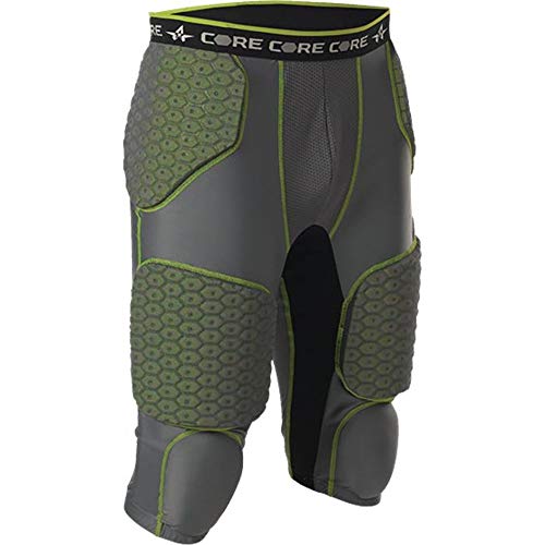 Alleson Athletic Adult Vortex Integrated 7 Padded Football Girdle (Style 7SIPG2), Charcoal Solid, L