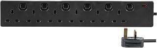 PRO ELEC PELB1726 6 Way Extension Lead with Individual Switches, 5m Black