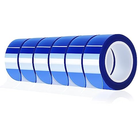 MEBMIK 6 Rolls 20mm x16m(52FT) Blue Heat Tape High Temperature Heat Resistant Tape Heat Transfer Tape for Heat Sublimation Press Vinyl,No Residue Cover
