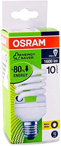 OsramDulux star Mini Twist Compact Fluorescent Light 23w Warm, Pack Of 5- White