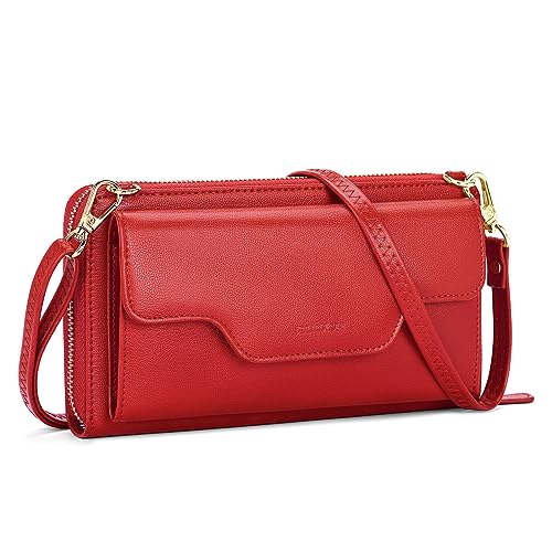Image of nuoku Women's Small Crossbody Bags Wristlet Clutch Wallet Purses with Card Slot Phone Holder