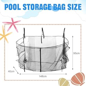 Pool Float Storage Bag,Adjustable Pool Toys Organizer Hanging Mesh Bag with 3 Side Pockets for Rafts,Balls,Floats,Inflatable Toys,Extra Large Pool Toy Storage Net Bag Pouch,Swimming Pool Accessories Pool Float Storage BagAdjustable Pool Toys Organizer Hanging Mesh Bag with 3 Side Pockets for RaftsBallsFloatsInflatable ToysExtra Large Pool Toy Storage Net Bag PouchSwimming Pool Accessories