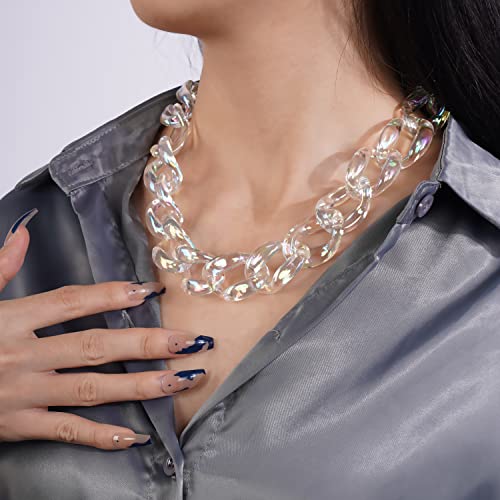 Yertter YERTTER-21 Transparent Bling Big Acrylic Link Chain Choker Women Men Chunky Chain Link Neckalce Resin Choker Statement Plastic Choker Collar Necklace thumb #1