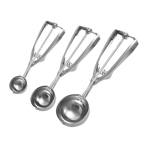 Stainless Steel Cookie Scoop Set - 3 Sizes 1/2/3 Tbsp - Trigger Release Scoops for Baking & Kitchen Use