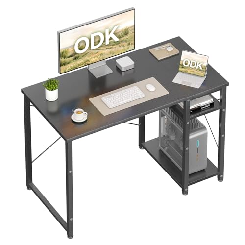 ODK Scrivania con Libreria Reversibile, 100 × 48 cm, Salvaspazio, Nera