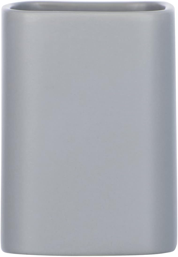 WENKO Hexa Grey Ceramic Toothbrush Holder for Toothbrush and Toothpaste
