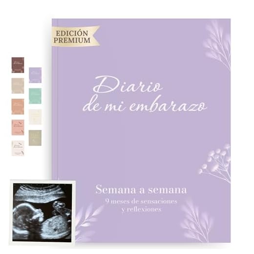 HUBORNS – Diario de embarazo, libro para futuras mamás con secciones guiadas y espacio para fotos, regalo original para embarazadas y baby shower (Violeta, Español)