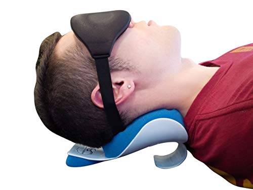 Neck and Shoulder Relaxer - Chiropractic Support Pillow and Cervical Traction Device for Spine Alignment, Pain Relief, Relaxation and Stretching (Blue and White) - Image 4