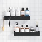 Kitsure Shower Caddy - 2 Pack Adhesive Shower Organizer, Rustproof Metal Shelves, No-Drill Bathroom Organizers and Storage, Black, XX-Large