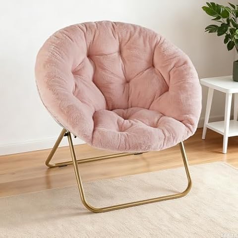 NEWBULIG Comfy Saucer Chairs Soft Lounge Cute Folding Bedroom Living Room Seat Flexible Reading Foldable Seating Cover