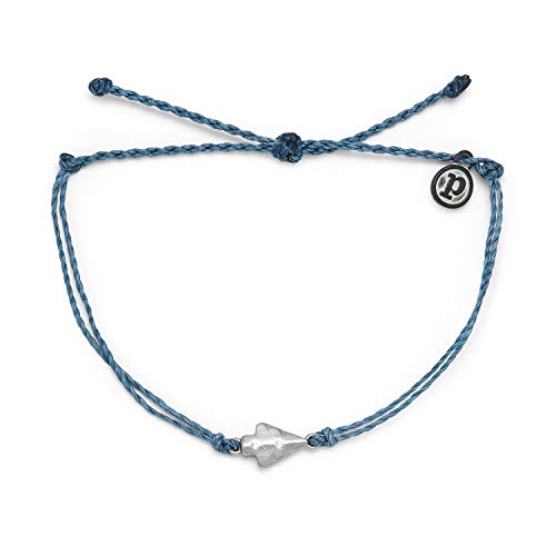 Pura Vida Silver Antique Arrowhead Bracelet - 100% Waterproof, Adjustable Band - Brand Charm, Dusty Blue