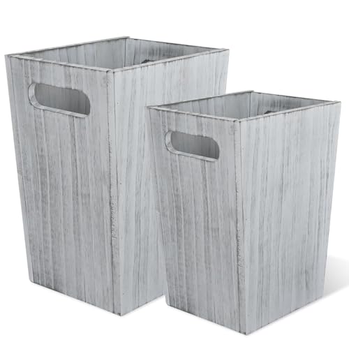 Whemyreat 2 cestini per la carta in vero legno, per ufficio, bagno, soggiorno, camera da letto e molto altro ancora, nessun montaggio richiesto (bianco)