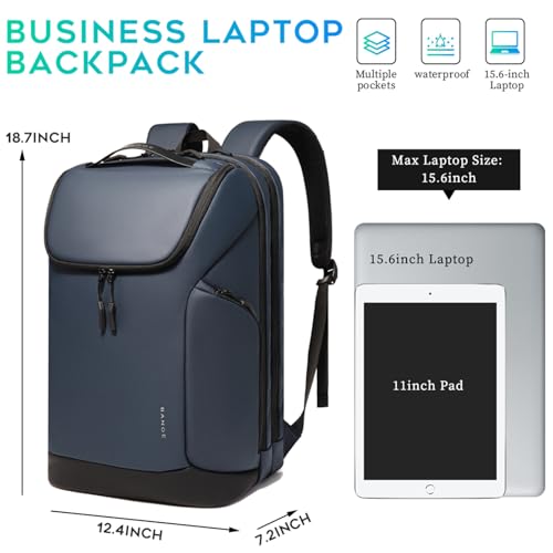 Image of FUTURE AESTHETICS Business Commute Backpack for Men and Women, Waterproof 15.6 Inch Laptop Backpack, Durable Flight-Approved Travel Backpack for Work, Blue