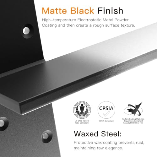 LEOPO 12" Lx2.5 W 2 Pack Free Hanging T Shelf Bracket, 3/8" Thick Countertop Support Brackets, Heavy Duty Knee Wall Hidden Floating Countertop Bracket for Cabinets, washbasin, Bench Seats, Vanities by LEOPO - Used condition - Image 3