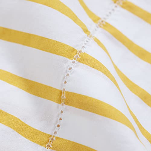 Martha Stewart Leo Twin Size Luxury Sheet Set - 3 Piece| Non-Gmo 100% Organic Cotton | 200 Thread-Count, Breathable, Soft, Deep Pocket | 1 Flat, 1 Fitted, 1 Pillowcase | Yellow Stripe #TOP2