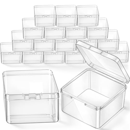 Image of Jetec 18 Pieces Mini Plastic Clear Beads Storage Containers Box for Collecting Small Items, Beads, Jewelry, Business Cards, Game Pieces, Crafts (2.5 x 2.5 x 1.6 Inch)