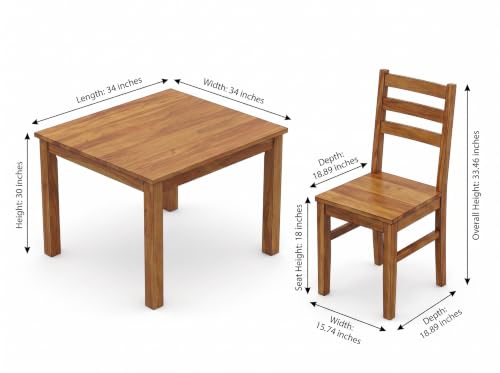Image of DecorNation Myra Solid Wood 4 Seater Dining Table Set for Home | Premium Wooden Dining Table with 4 Chairs | Natural Finish | Durable Dining Furniture