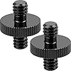 1/4 Male to 1/4 Male Threaded Tripod Screw Adapter Double Head Stud Standard Mounting Thread Converter for Camera Cage Mount Light Stand Monopo Shoulder Rig Tripod Black-2 Packs