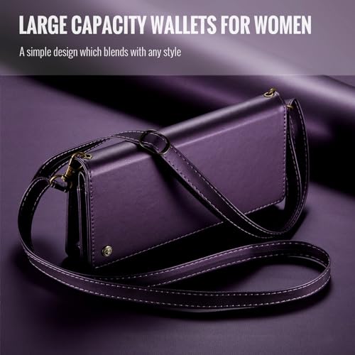COVO Small Crossbody Bags for Women - RFID Blocking Clutch, Cell Phone Purse, Phone Purses with Crossbody Strap, Fits 6.1-6.7 Inch Phones, PU Leather Magnetic Strap - for Women and Men-PURPLE3