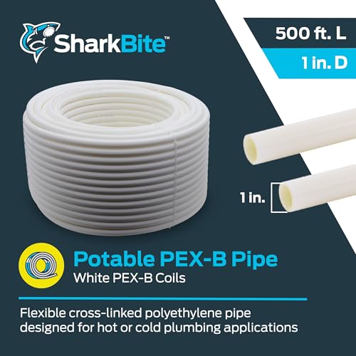 Image of SharkBite 1 Inch x 500 Feet White PEX-B, PEX Pipe Flexible Water Tubing for Plumbing, U880W500