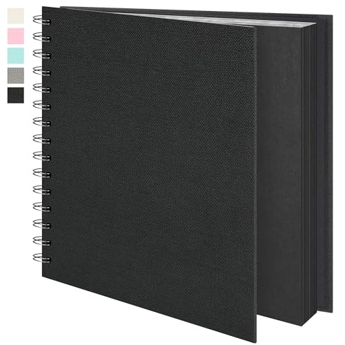 Vienrose Scrapbook Álbum (20 x 20 cm) para Fotos y Recuerdos - Cubierta Texturizada, Ideal para Bodas, Bebés, Viajes y Mascotas (20 Hojas/40 Páginas, Negro)